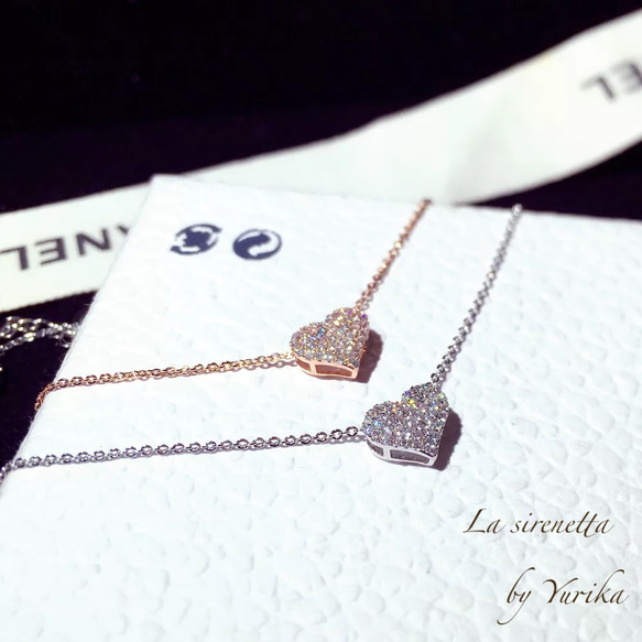 heart pave necklace*14kgf 3枚目の画像