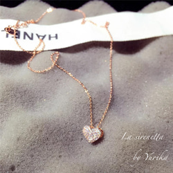 heart pave necklace*14kgf 4枚目の画像