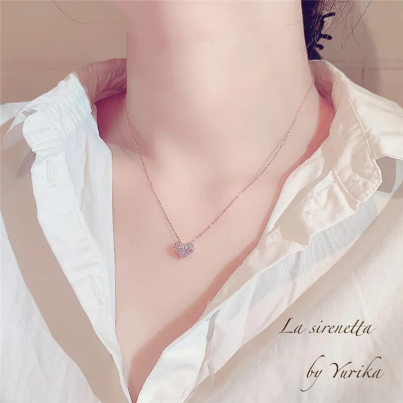 heart pave necklace*14kgf 2枚目の画像