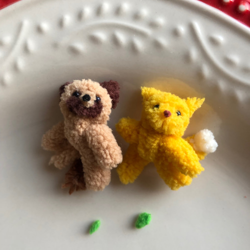 ミニチュア ぬいぐるみ キツネ タヌキ セット モールアート ぬいぐるみ