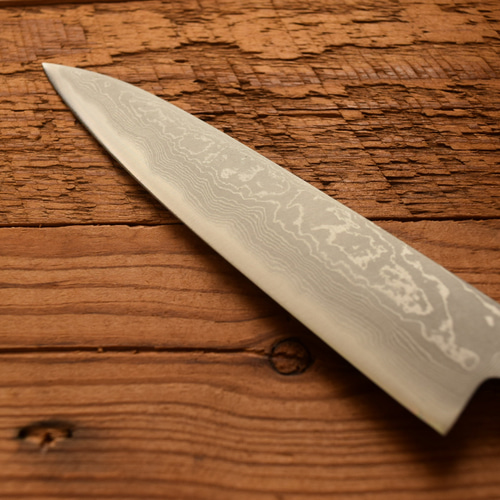 手造り鍛造 ダマスカス 多層鋼 ペティナイフ 135mm 包丁 樫八角柄 包丁