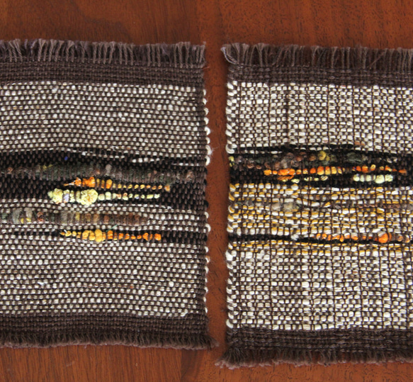 《訳ありお得価格》おしゃれな手織りコースター３枚セット　 ナチュラル/ティータイム/敷物 3枚目の画像