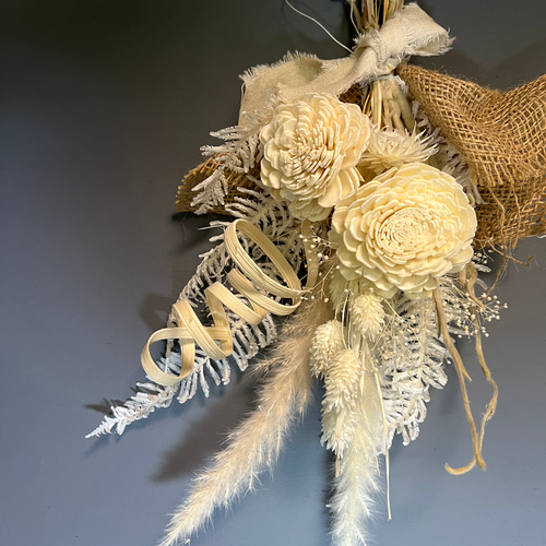 スワッグが取り外せるしめ飾り プリザーブドフラワー ドライフラワー