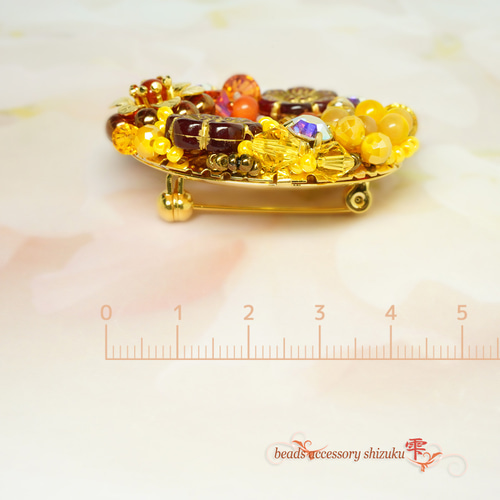 フラワーリースブローチ＊Sunset×Yellow ブローチ beads