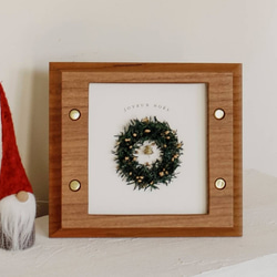 木製ミニ額縁 クリスマスリース 8枚目の画像
