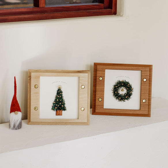木製ミニ額縁 クリスマスリース 1枚目の画像
