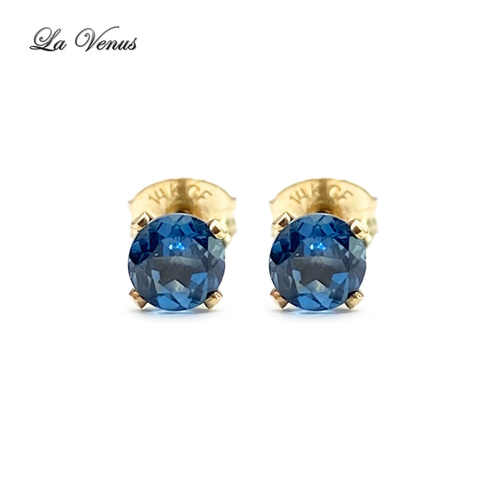 ✴︎14kgf✴︎ ロンドンブルートパーズ ピアス 4mm 金属アレルギー対応 