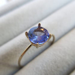 K10 [優質顆粒] 6 毫米彩色「坦桑石」明亮式戒指 [十二月生日石] 第4張的照片