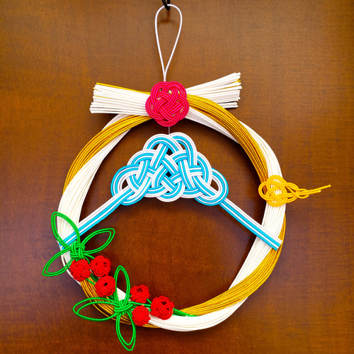 お正月飾り「富士山と南天」～和モダンしめ縄（水引飾り） しめ縄