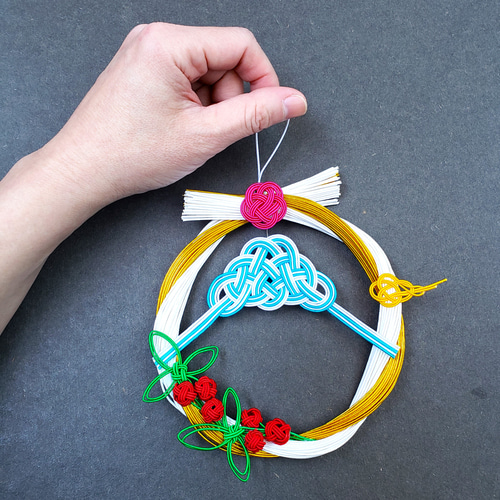 お正月飾り「富士山と南天」～和モダンしめ縄（水引飾り） しめ縄