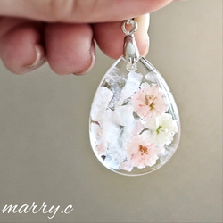 ローズクォーツ～*しずくネックレスmarry.c's handmadeaccessory 3枚目の画像