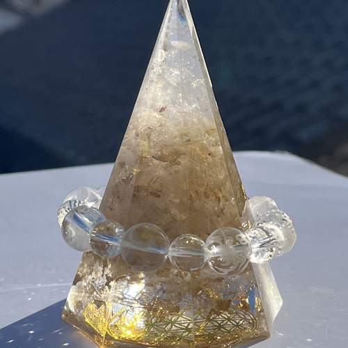 フラワーオブライフ 八角型オルゴナイト☆キラキラ☆水晶