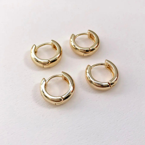 14kゴールドコーティング 14mm ゴールドフープピアス ピアス（フープ