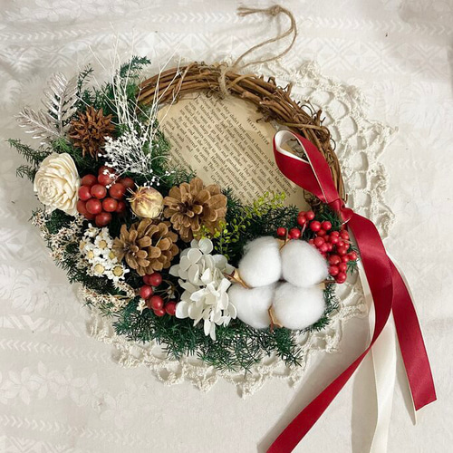 サンキライのドライフラワーリース ~new year wreath~ サンキライのドライフラワーリース ~new year wreath~