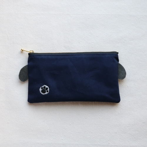 動物ペンケース・小物入れ・化粧ポーチ【紺イヌ】 ポーチ ちび工房  