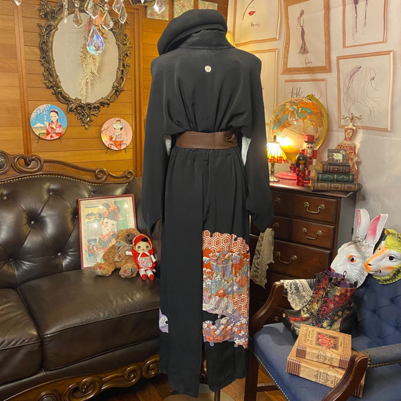 黒留袖 着物 和 モダン ハンドメイド リメイク ワンピース ドレス 和洋折衷  TKW-10 4枚目の画像