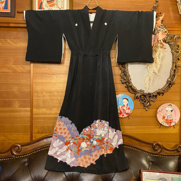 黒留袖 着物 和 モダン ハンドメイド リメイク ワンピース ドレス 和洋折衷  TKW-10 7枚目の画像