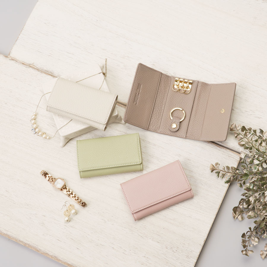 【刻印可】柔らかシュリンクレザーの三つ折りキーケース　ラフィネ　MH1240