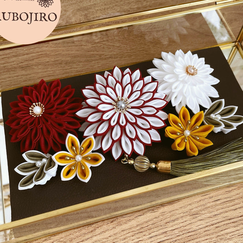 つまみ細工髪飾り　あや⭐︎セール中ページ 即日発送可能》つまみ細工髪飾り豪華8点セット✴︎ホワイト