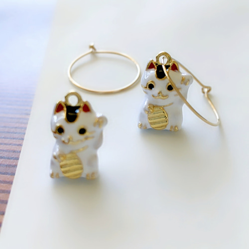 ♥ねこ様✨4点千円 5セット ⑥イヤリング 2026用 明治神宮御祈祷済/節分/ご祈祷縁起物◇招き猫ピアスor
