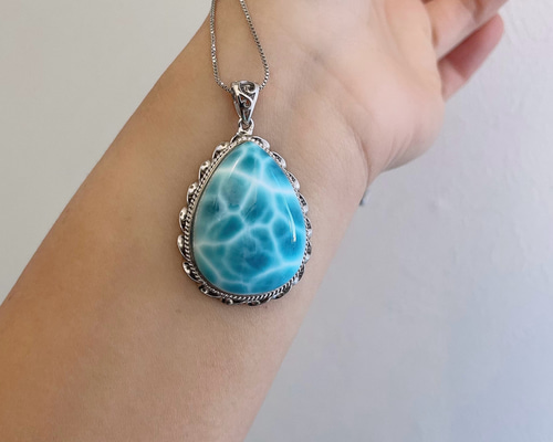 天然無処理　ラリマー ハート　ダイヤモンドペンダント k18 No1288 天然無処理 ラリマー ハート ダイヤモンドペンダント k18 No1288 天然