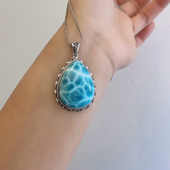 天然無処理 ラリマー ペンダントトップ No1098 ネックレス・ペンダント