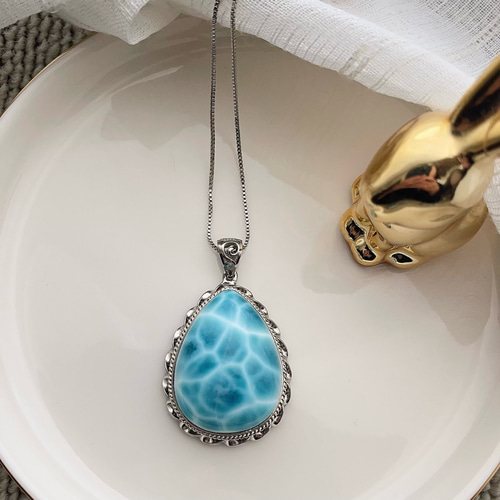 天然無処理 ラリマー ペンダントトップ No1098 ネックレス・ペンダント