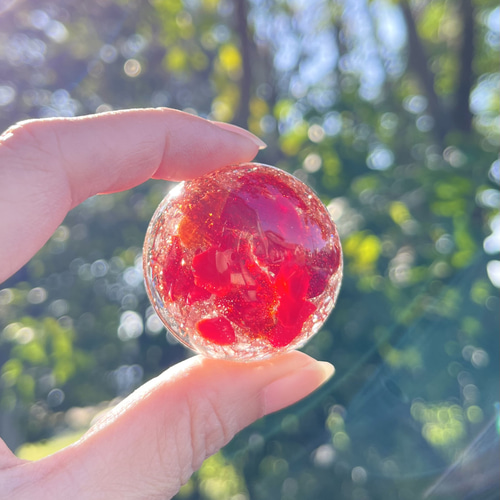 希少！／アンダラクリスタル入りオルゴナイト（赤） その他置物