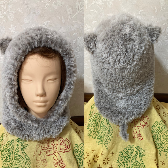 ねこ耳バラクラバ グレー ネックウォーマー mint 通販 16995384