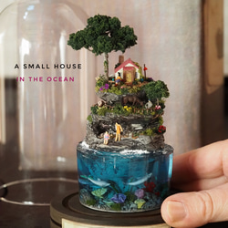 ジオラマアート】大海原の小さなお家のミニチュア/クリスマス