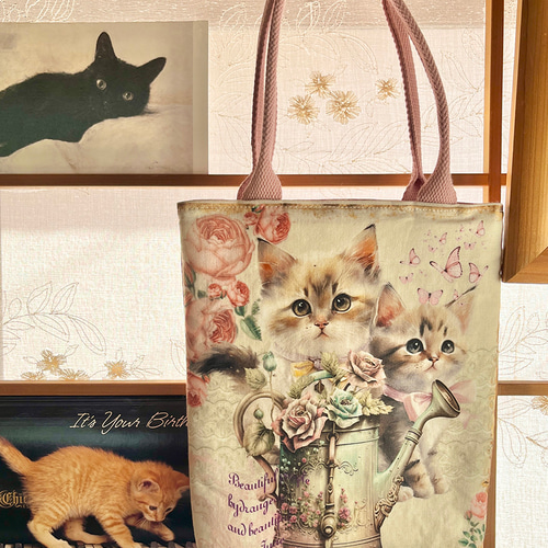 ハンドメイド、猫ちゃん達パネルビッグサイズトートバッグ 【公式通販】