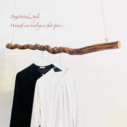 流木インテリア 芸術的にうねる希少な蔦の流木のハンガーラック 北欧 衣装掛け ハンギング 吊り下げ ハンガーポール 1枚目の画像