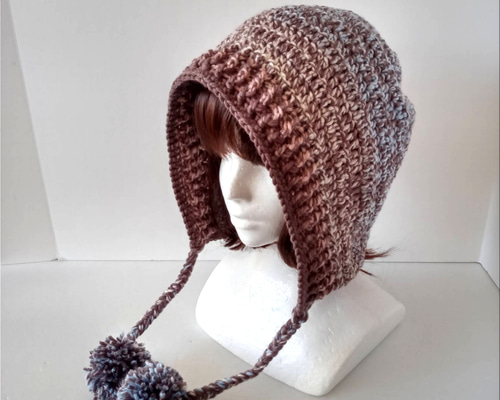 44大人のボンネット ニット帽 ピンク系ミックス ニット帽・ビーニー
