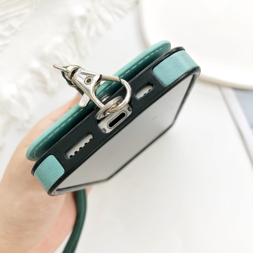 ミントグリーン/スマホショルダー/iPhone15Pro/GalaxyS24/IC