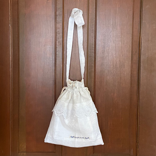 whiteworkフランスアンティークリネン*ダブルモノグラム手刺繡