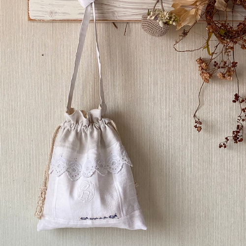 フランス、アンティーク・ホワイトワーク・白刺繍パーツ C