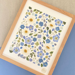 手入れ不要　すぐ飾れる押し花アート　推しカラー　ブルー オリジナル押花デザイン - io floraの手作りアート作品 2枚目の画像