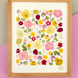 すみれ  ビオラ　優しい色の押し花アート　ピンク黄色　手作りの押花アートワーク - io floraの限定コレクション 4枚目の画像