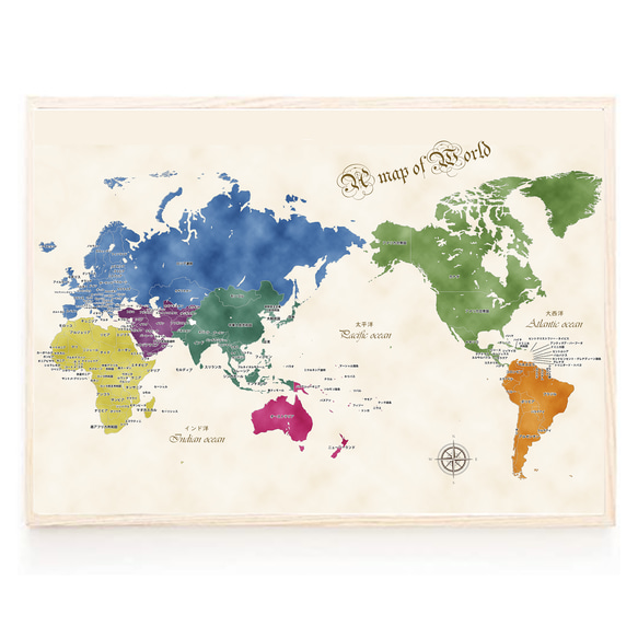 世界地図ポスター アンティークデザイン ポスター A3サイズ or A2サイズ 2枚目の画像