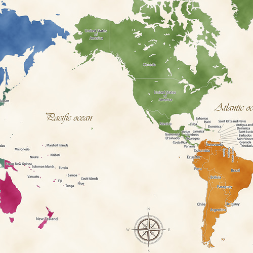 Amazon.co.jp: 世界地図ポスター ネイビー・シー (L) : ホーム