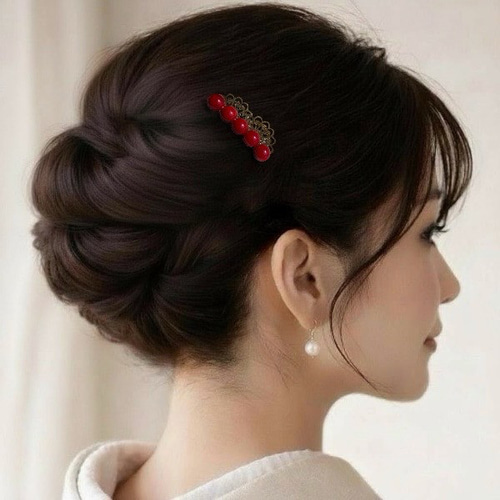 赤珊瑚】 かんざし ヘアコーム 和装髪飾り ヘアアクセサリー かんざし