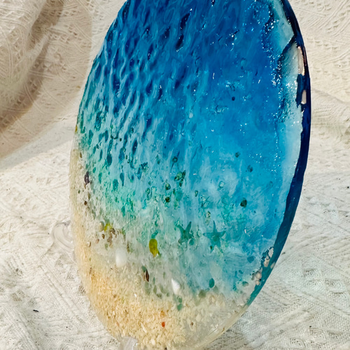 アートパネル クリアウォーター 青い海の水紋 レジン 波紋 直径