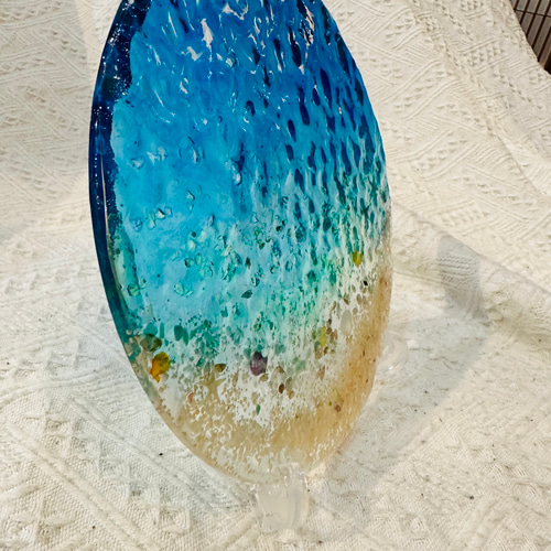 アートパネル クリアウォーター 青い海の水紋 レジン 波紋 直径
