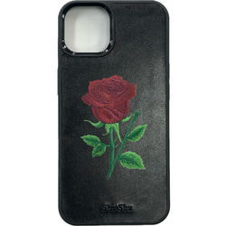 【レザー刺繍スマホケース】Rose（薔薇）-4218針/4色 1枚目の画像