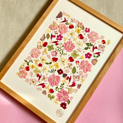 桃色ピンク　春色押し花アート　推しカラーピンク　A4サイズ  io floraの美しい押花アート - 自然の美しさをあな 8枚目の画像