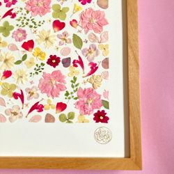 桃色ピンク　春色押し花アート　推しカラーピンク　A4サイズ  io floraの美しい押花アート - 自然の美しさをあな 4枚目の画像