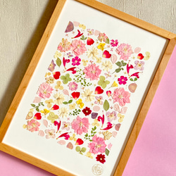 桃色ピンク　春色押し花アート　推しカラーピンク　A4サイズ  io floraの美しい押花アート - 自然の美しさをあな 11枚目の画像