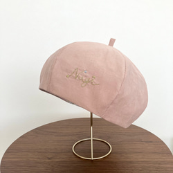 名入れ対応　２種類のピンクから選べる　コーデュロイベレー帽子（ベビー・キッズ） 5枚目の画像