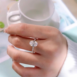 オーバル ゴールド 高炭素ダイヤモンド キラキラ ゴージャス ラグジュアリー白 ホワイト 指輪 リング シンプル 14枚目の画像