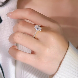 オーバル ゴールド 高炭素ダイヤモンド キラキラ ゴージャス ラグジュアリー白 ホワイト 指輪 リング シンプル 8枚目の画像